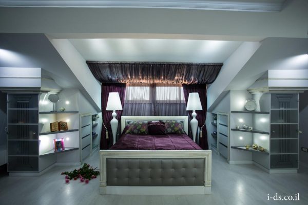 עיצוב יוקרתי לחדר שינה מפואר בסגנון קלאסי.אירנה פטרושקו אדריכלית פנים. עיצוב ותכנון דירות ובתים פרטיים